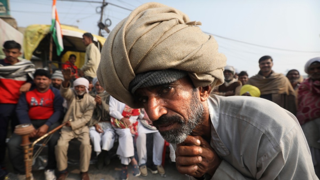 Farmers block a highway near New Delhi
