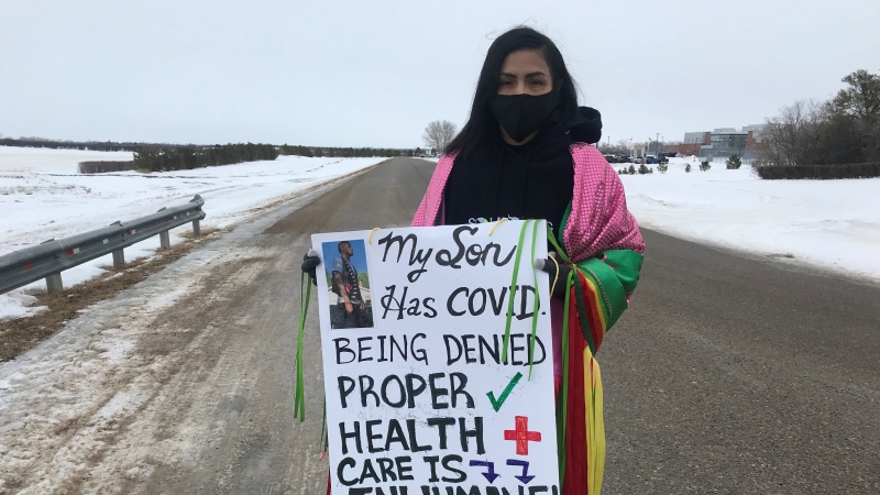 Julie Paul is protesting the treatment of inmates at the Regina Correctional Centre. (Cally Stephanow / CTV Regina)  