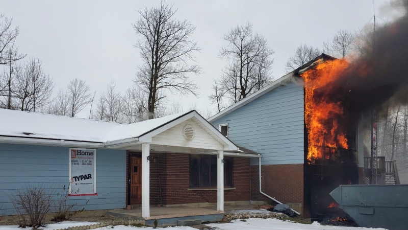 A morning fire at 5126 Line 10, near the hamlet of Anderson outside St. Marys, Ont., Tuesday, Jan. 5, 2021. (Source: St. Marys Fire Chief Richard Anderson) 