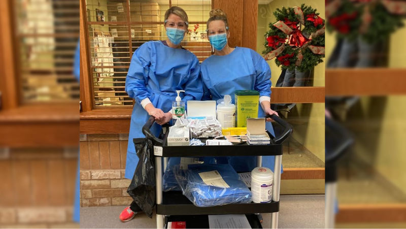 Hotel Dieu Grace healthcare workers on vaccination day at The Village of Aspen Lake - January 9, 2021 (Source: Hotel Dieu Grace)