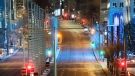 An empty Robert Bourassa Boulevard is shown in Montreal, Saturday, January 9, 2021, as the COVID-19 pandemic continues in Canada and around the world. The Quebec government has imposed a curfew to help stop the spread of COVID-19 starting at 8 p.m until 5 a.m and lasting until February 8.THE CANADIAN PRESS/Graham Hughes