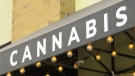 The awning at Bluebird Cannabis Company in Kanata. (Dave Charbonneau / CTV News Ottawa)