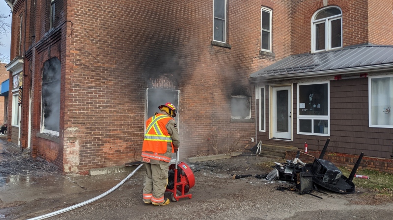 Apartment fire in Thamesville, Ont. on Wednesday, Jan. 13, 2020. (courtesy Chatham-Kent Fire and Emergency Services)