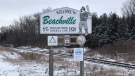 A sign for Beachville, Ont. is seen Tuesday, Jan. 19, 2021. (Sean Irvine / CTV News)