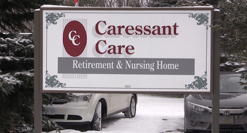 A sign for the Caressant Care Long-Term Care Home in Listowel, Ont. is seen Wednesday, Jan. 20, 2021. (Scott Miller / CTV News)