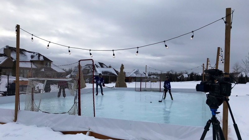 More people are using backyard rinks this year due to the pandemic (Tegan Versolatto / CTV News Kitchener)