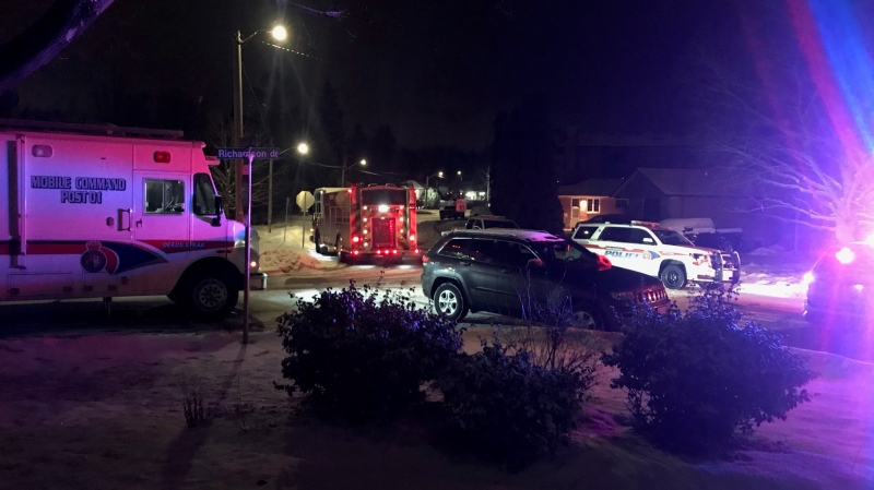 There is a heavy police presence in the area of Henderson Drive and Chid Drive in Aurora as police try to apprehend a male who has allegedly barricaded himself inside a home. (Simon Sheehan/ CP24)