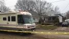 The Sarnia Police Service investigates a possible homicide located at a residence in the 200 block of Essex street, seen on Sunday, Jan. 24, 2021 (Brent Lale/CTV News)