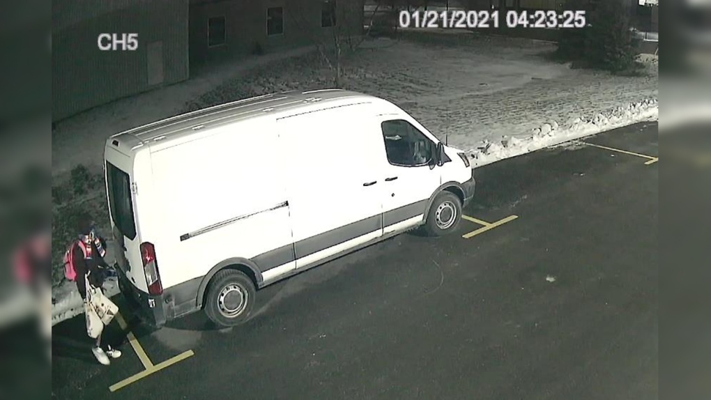 A person standing next to a van