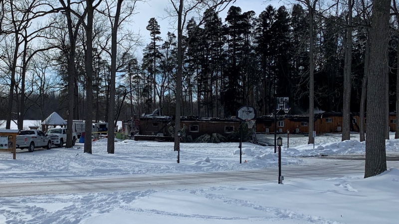 The Forest Motel seen on Jan. 27 after a fire tore through it the day before. (Leighanne Evans / CTV Kitchener)