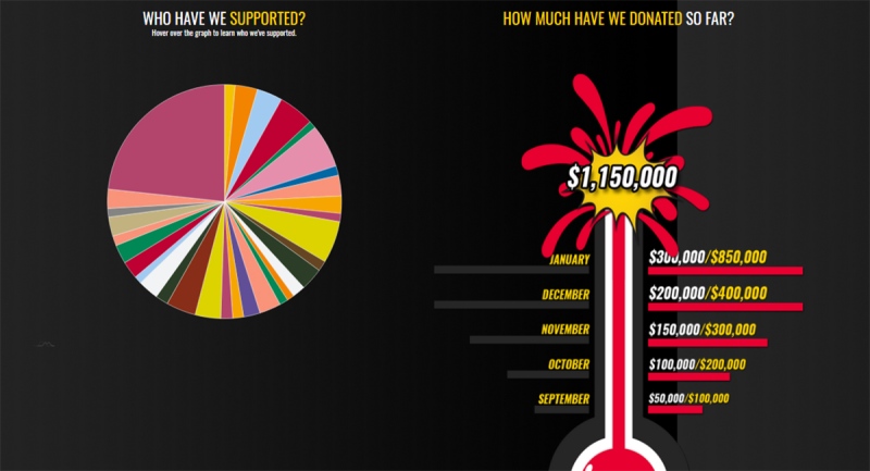 An image from the See Finch First Match My Donation campaign website shows how may organizations are supported.