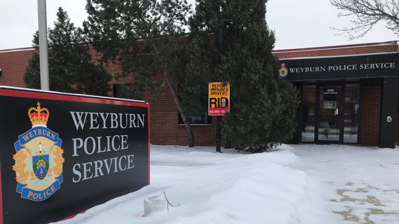 The Weyburn Police Service building is seen in this image taken Jan. 28, 2021. (Cally Stephanow/CTV News)