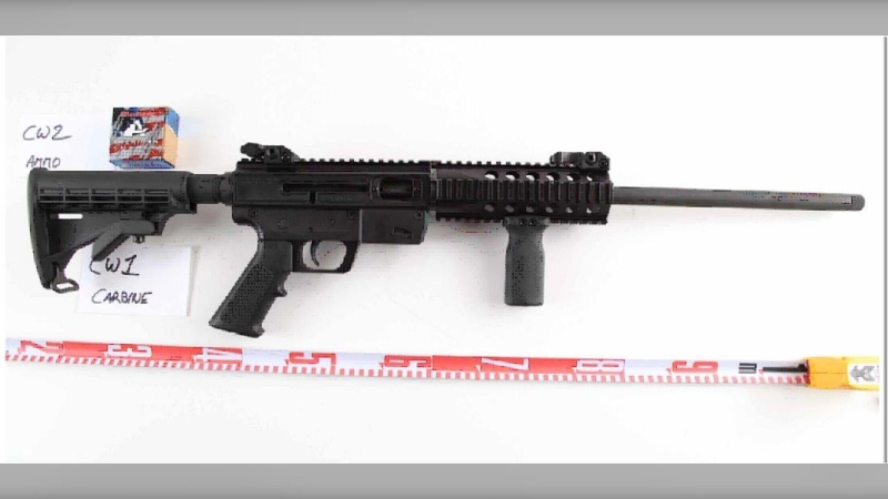 Ottawa police seized a 9 mm Carbine during a traffic stop in Sandy Hill Saturday morning. (Photo courtesy: Ottawa Police Service)