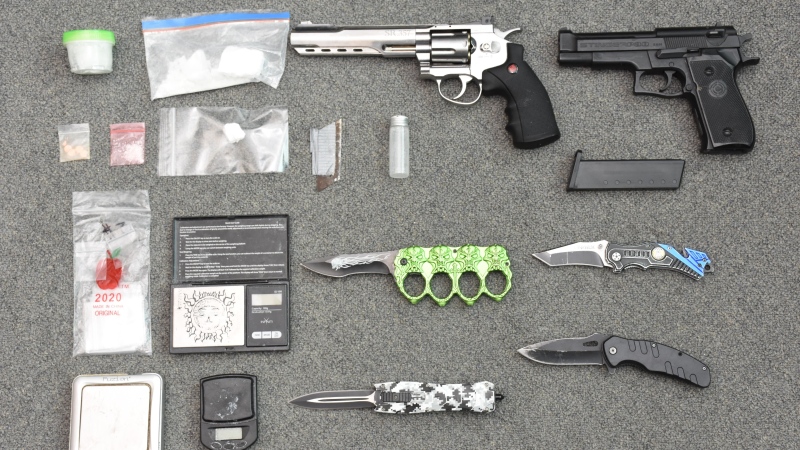 Drugs and weapons seized on Wednesday, Jan. 27, 2021. 