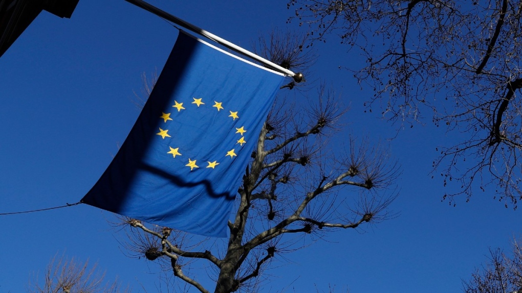 European Union flag flies in London