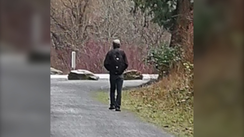 Police are hoping to speak with this man after he two suspicious incidents were reported on the Galloping Goose trail in Langford: (West Shore RMCP)