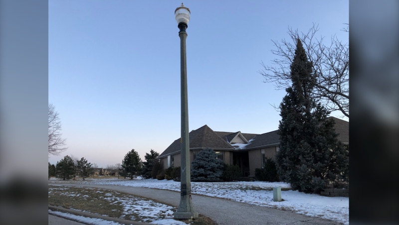 Street lamps in Southwood Lakes in Windsor, Ont., on Wednesday, Feb. 3, 2021. (Alana Hadadean / CTV Windsor)