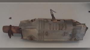 A catalytic converter after it was removed from a vehicle. (Image source: Winnipeg Police Service)