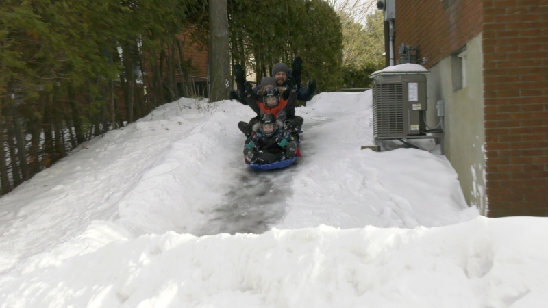 The Harrison family has built a luge track in the backyard of their Kanata home. (Dave Charbonneau/CTV News Ottawa)