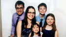 The Lodge family seen in this photo. Evan, 12, died in a car crash that happened as the family returned from a day cross-country skiing. (Gregson Lodge / CaringBridge.com)