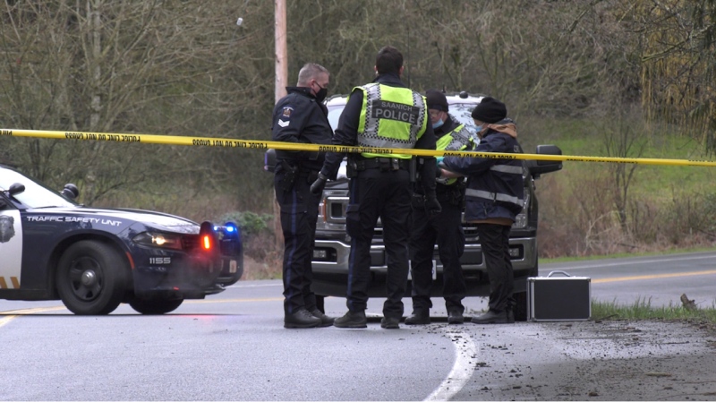Saanich police confirmed to CTV News that one person died in the crash on West Saanich Road. (CTV News)