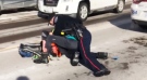 A cell phone video captured a Barrie police officer holding a man to the ground during an arrest on Dunlop Street on Thurs., Feb. 4, 2021 