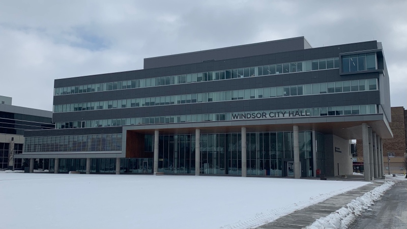 Windsor City Hall in Windsor, Ont. on Monday, Feb. 5, 2021. (Rich Garton/CTV Windsor)