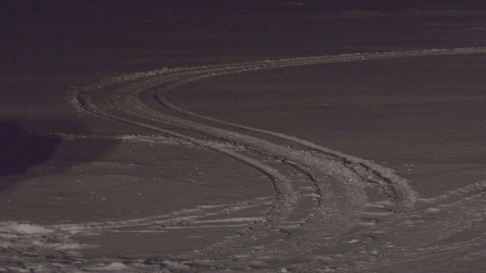Snowmobile tracks on Lake Simcoe