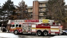 Ottawa firefighters put out a fire in an apartment on Russell Road near St. Laurent Boulevard Sunday, Feb. 7, 2021. (Image courtesy of Ottawa Fire Services)