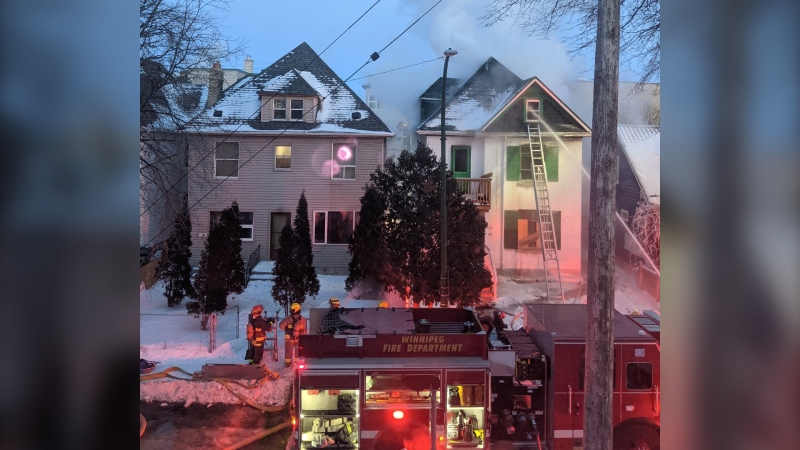 The WFPS is investigating the cause of a fire on Langside St. on Sunday, Feb. 7, 2021. (Source: Wyatt Delbridge)