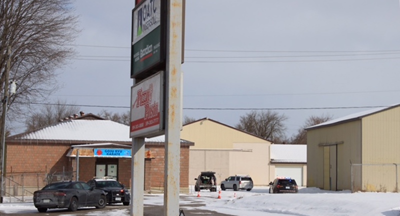 There was significant police presence at 31 Thames St. S. in Ingersoll, Ont. after a shooting on Sunday, Feb. 7, 2021. (Gerry Dewan/CTV News)
