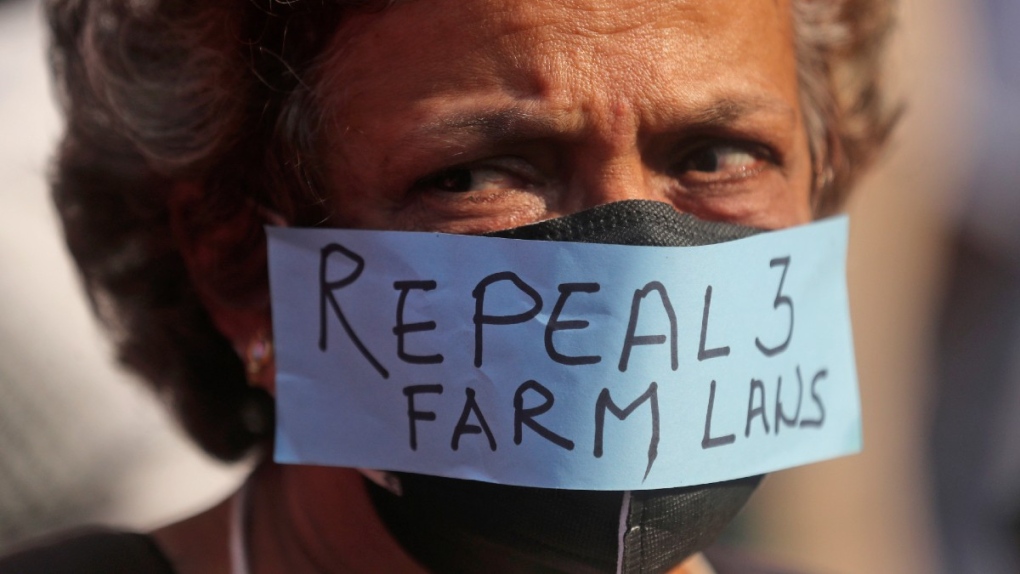 A protest against new farm laws in Mumbai, India