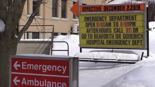 Emergency room sign in Clinton Ont. on Feb. 10, 2021. (Scott Miller/CTV London)