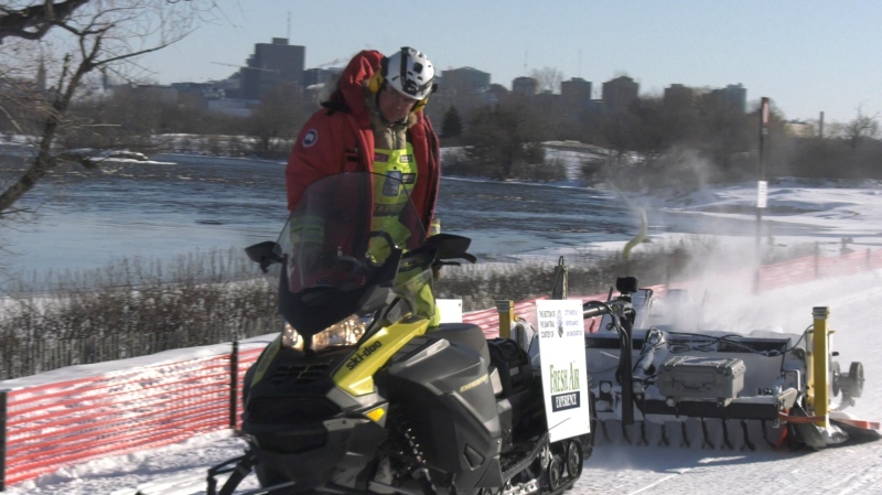Ottawa’s Dave Adams is the snow groomer for the winter trail along the Sir John A. MacDonald Parkway. (Leah Larocque/CTV News Ottawa)