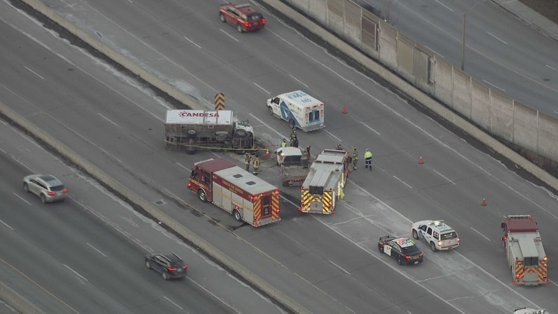 One person has died after a rollover on Highway 427, paramedics say. (Chopper 24)