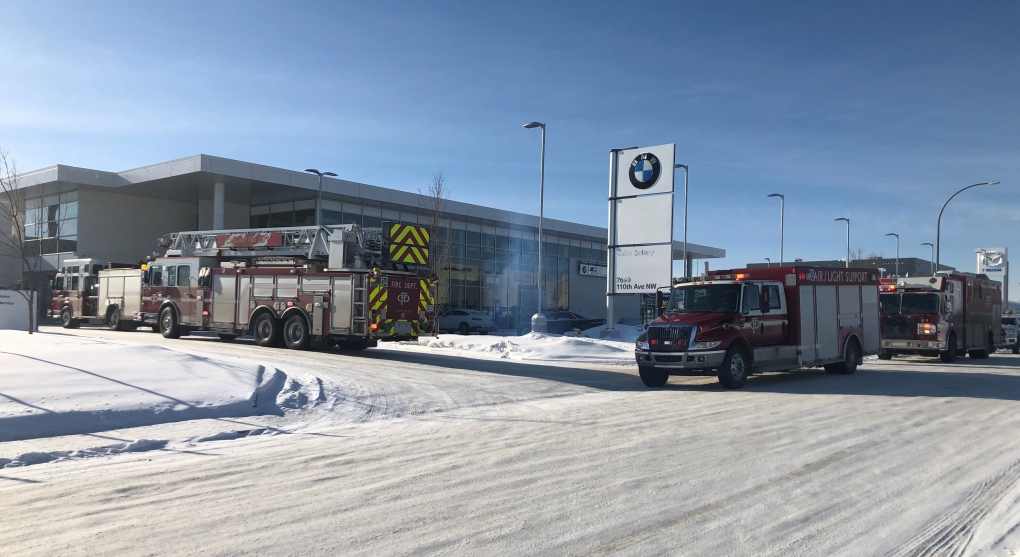 BMW dealership, Calgary, firefighters, gas leak