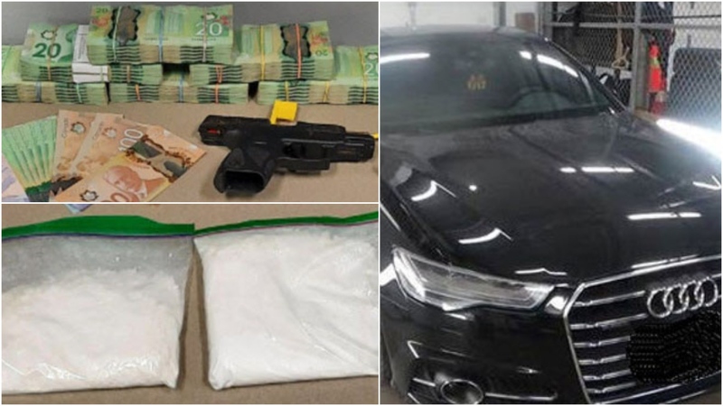 Drugs, cash and a luxury vehicle were allegedly seized by police following a search warrant in Ajax, Ont. last week. (DRPS)