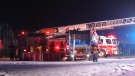 Fire crews respond to barn fire in Leamington, Ont. on Sunday, Feb. 14, 2021. (courtesy OnLocation)