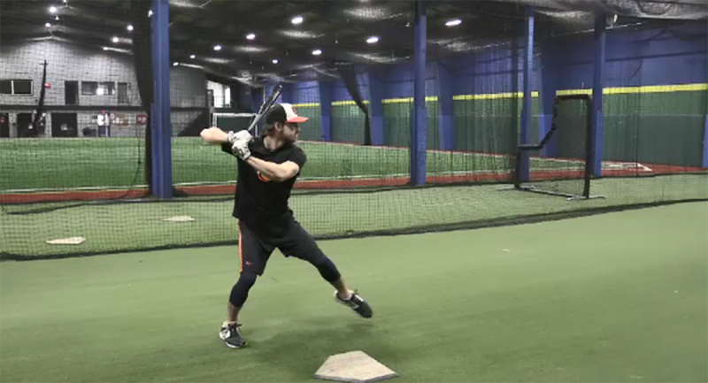 Adam Hall practices at Centrefield Sports in London, Ont. on Tuesday, Feb. 16, 2021. (Brent Lale / CTV News)
