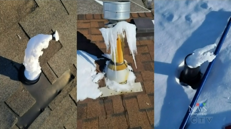 Cold weather has been freezing plumbing vents in Manitoba, leaving homeowners with smelly situation. (Photos source: Tyler Jon New)