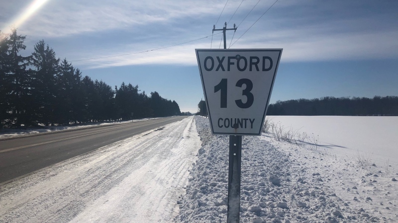 A collision on Oxford Road 13 south of Newark, Ont. has left a man and a horse dead on Wednesday, Feb. 17, 2021. (Jordyn Read / CTV News)