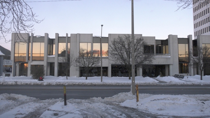 The Downtown Mission is currently using the former Windsor Public Library  as an emergency shelter on Ouellette Avenue in Windsor, Ont. on Tuesday, Feb. 17, 2021. (Angelo Aversa/CTV Windsor)