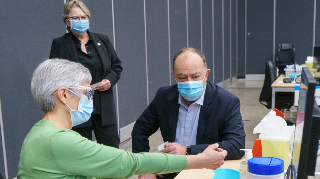 Christian Dube at a vaccination clinic in Montreal