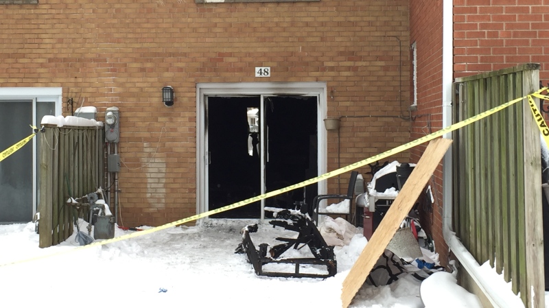 A man and a dog died in a fire at 48 Arbour Glen Cres. on Thursday, Feb. 18, 2021. (Bryan Bicknell / CTV London)