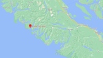 The vessel ran aground near Catface Peak in a remote region northwest of Tofino. (Google Maps)