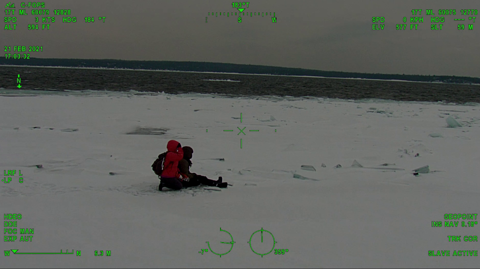 Hikers rescued from ice floe