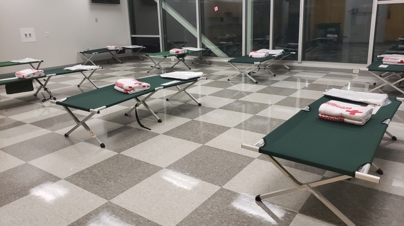Inside the temporary shelter at Windsor International Aquatic and Training Centre in Windsor, Ont. (courtesy City of Windsor)