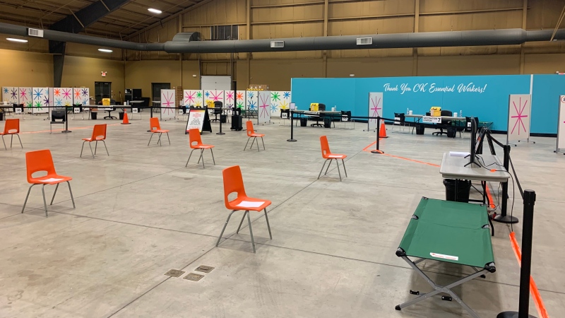 Vaccination clinic in Chatham-Kent, Ont., on Monday, Feb.22, 2021. (Chris Campbell / CTV Windsor)