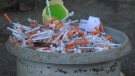 Hundreds of needles found in an alley off Pandora Avenue in Downtown Victoria are shown: Feb. 23, 2021 (CTV News)