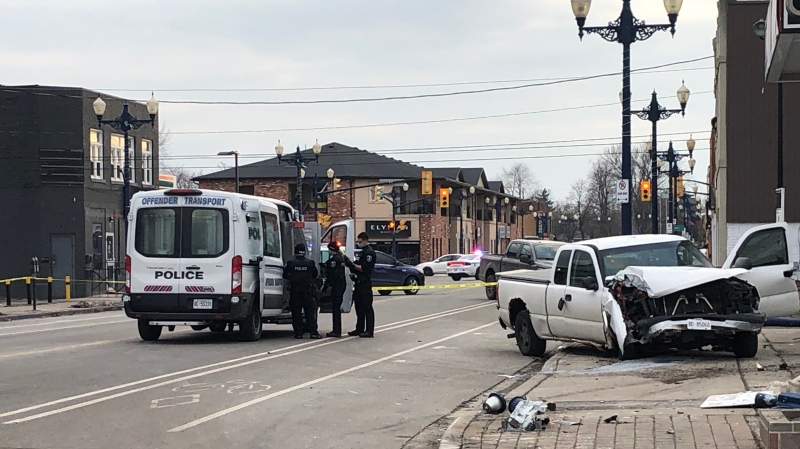 Windsor police had an area of Ottawa Street closed after a vehicle collision in Windsor, Ont. on Wednesday, Feb. 24, 2021. (Alana Hadadean/CTV Windsor)